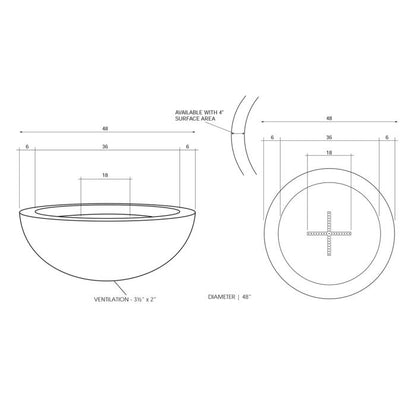 Prism Hardscapes Moderno 4 48-Inch Concrete Round Outdoor Fire Pit Bowl