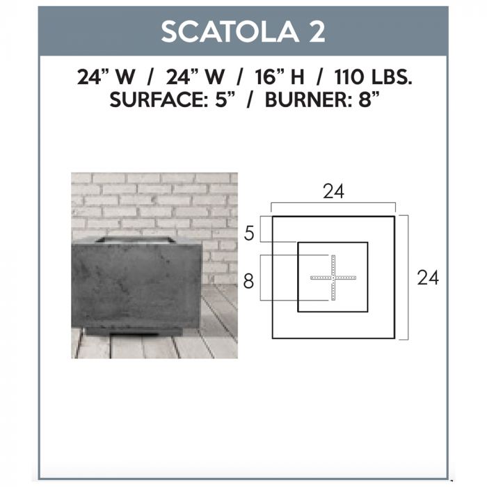 Prism Hardscapes Scatola 2 24-Inch Concrete Square Outdoor Fire Pit BowlPrism Hardscapes Scatola 2 24-Inch Concrete Square Outdoor Fire Pit Bowl