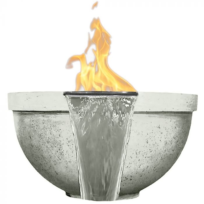 Prism Hardscapes Sorrento 33-Inch Concrete Round Outdoor Fire Pit & Water Bowl - Electronic Igniter