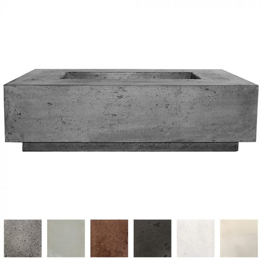 Prism Hardscapes Tavola 1 56-Inch Concrete Rectangular Outdoor Fire Pit Table Café | Natural Gas | PH-405-1NG