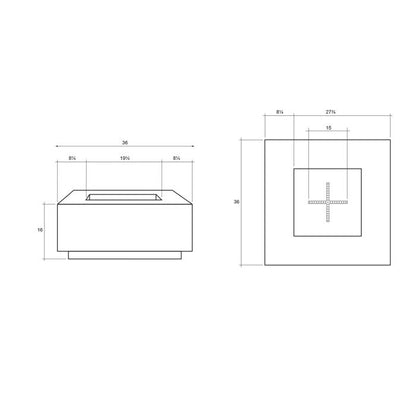 Prism Hardscapes Tavola 2 36-Inch Concrete Square Outdoor Fire Pit Table