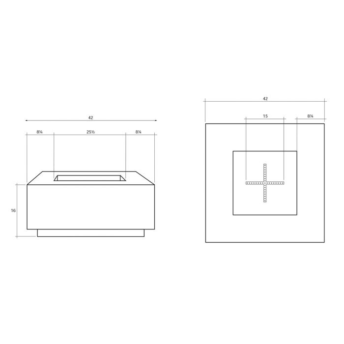 Prism Hardscapes Tavola 42-Inch Concrete Square Outdoor Fire Pit Table