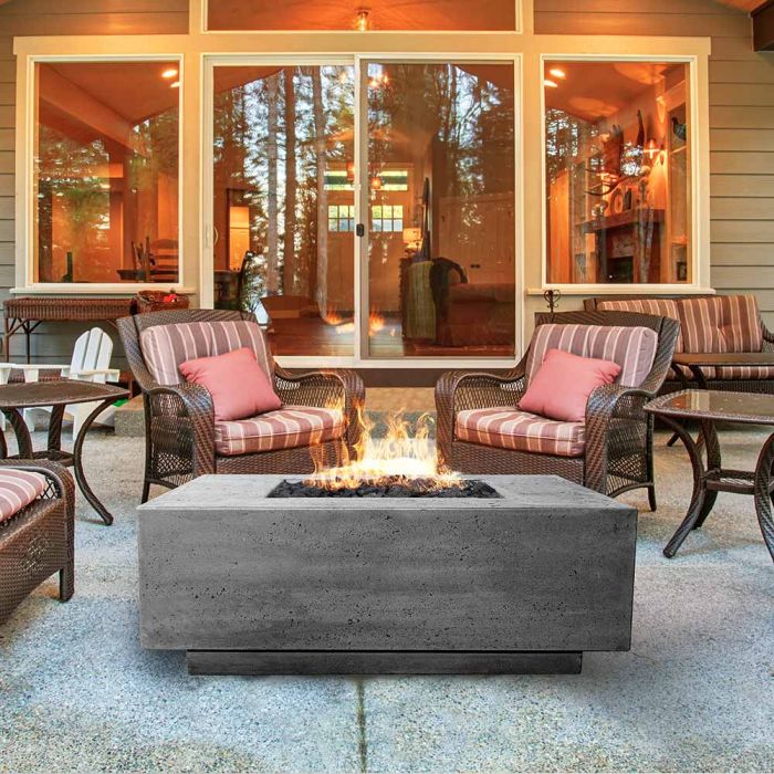 Prism Hardscapes Tavola 7 60-Inch Concrete Rectangular Outdoor Fire Pit Table