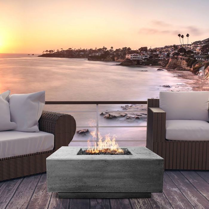 Prism Hardscapes Tavola 7 60-Inch Concrete Rectangular Outdoor Fire Pit Table