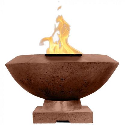 Prism Hardscapes Toscana 33-Inch Concrete Square Outdoor Fire Pit Bowl - Electronic Igniter