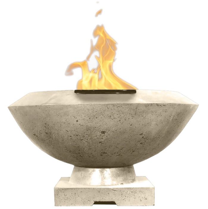 Prism Hardscapes Toscana 33-Inch Concrete Square Outdoor Fire Pit Bowl - Electronic Igniter