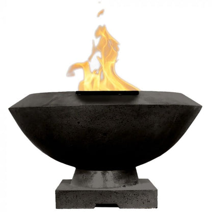 Prism Hardscapes Toscana 33-Inch Concrete Square Outdoor Fire Pit Bowl - Electronic Igniter