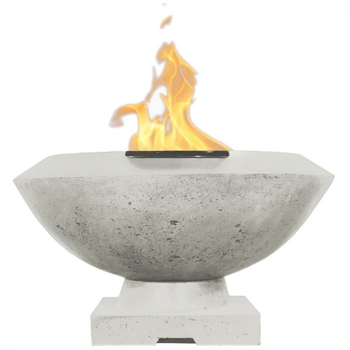 Prism Hardscapes Toscana 33-Inch Concrete Square Outdoor Fire Pit Bowl - Electronic Igniter