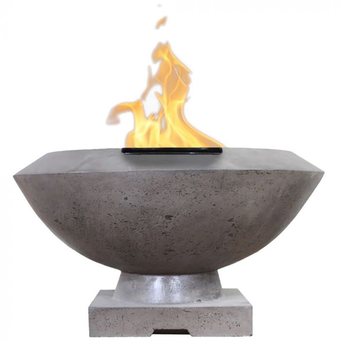 Prism Hardscapes Toscana 33-Inch Concrete Square Outdoor Fire Pit Bowl - Electronic Igniter