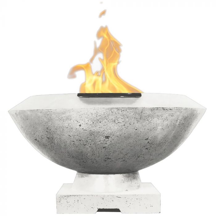 Prism Hardscapes Toscana 33-Inch Concrete Square Outdoor Fire Pit Bowl - Electronic Igniter