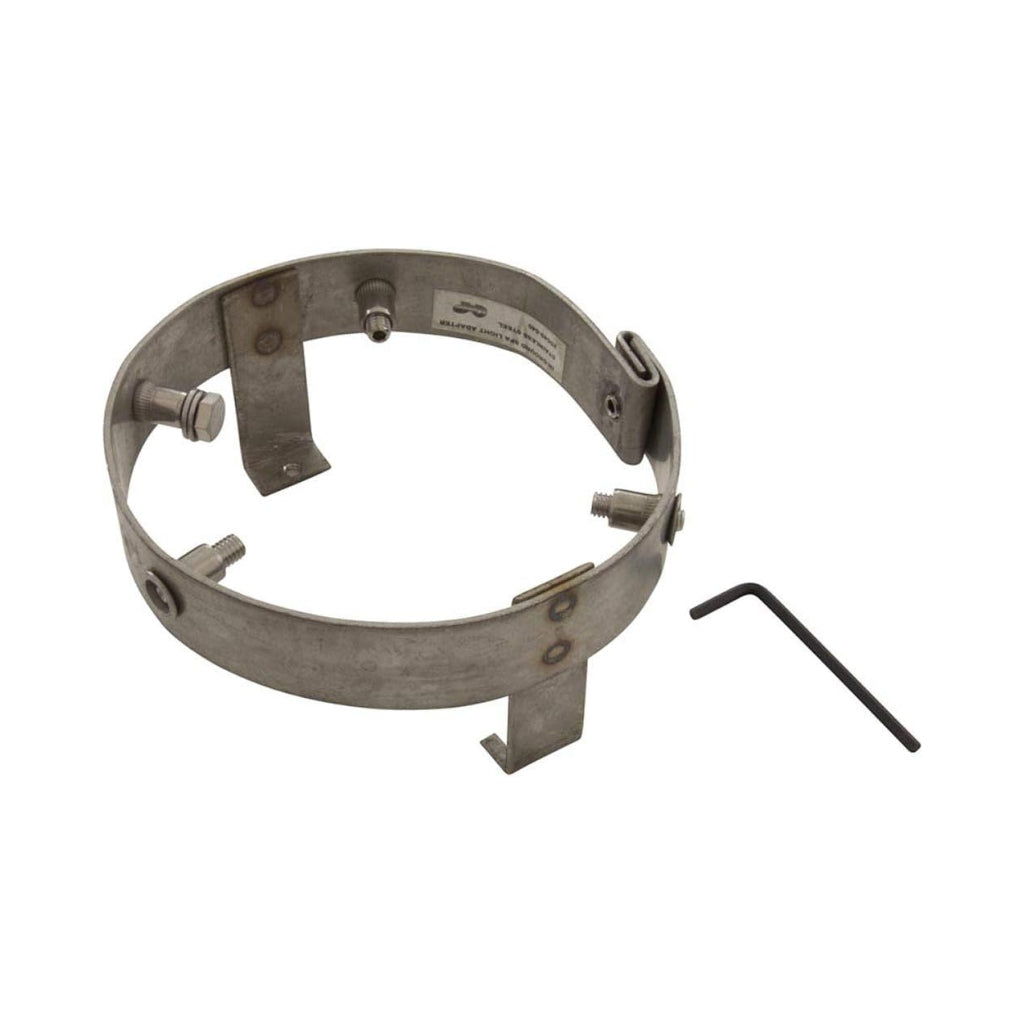 Stainless steel CMP 25549-540-000 Inground Spa Light Adapter Ring for pool light repairs.