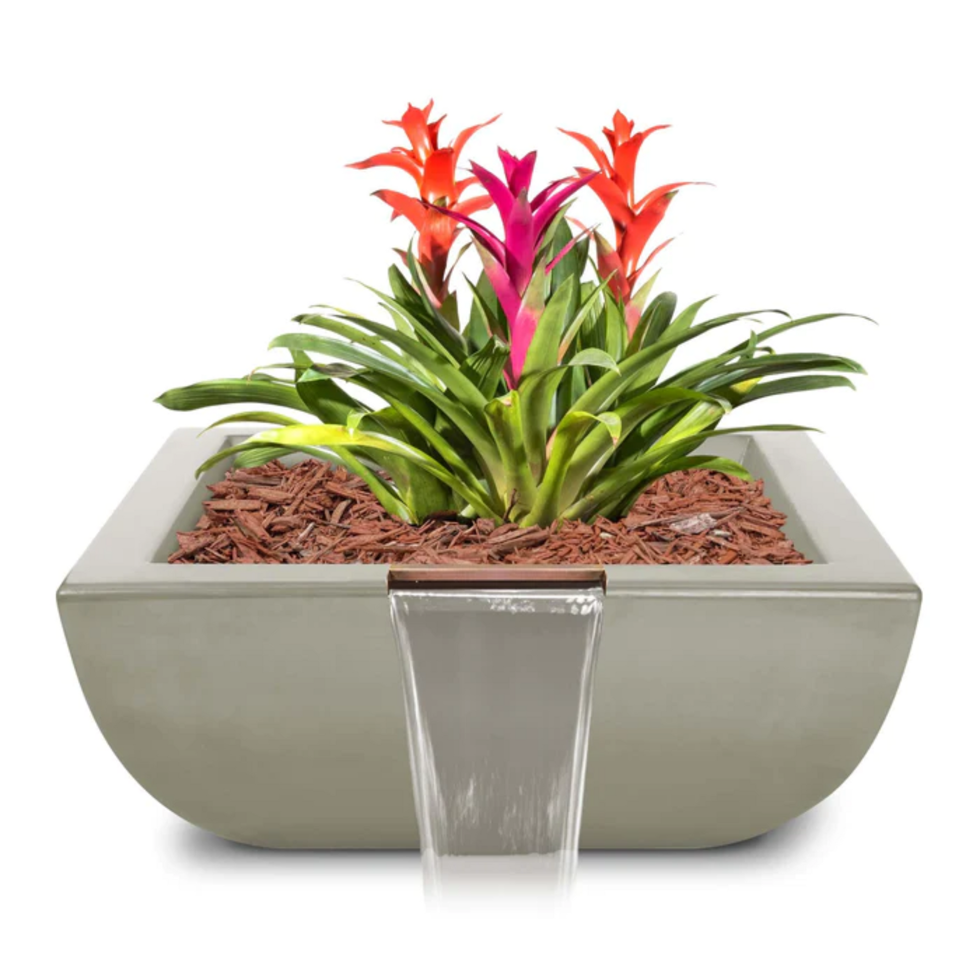 Luxury Backyard The Outdoor Plus 24" Square Maya Planter Bowl - GFRC Concrete - Ash -  | OPT-24SP-ASH