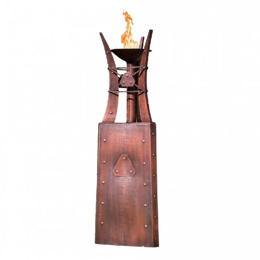 The Outdoor Plus 24" Triangular Bastille Outdoor Fire Tower - Copper - Match Lit - Natural Gas | OPT-FTWR3-NG