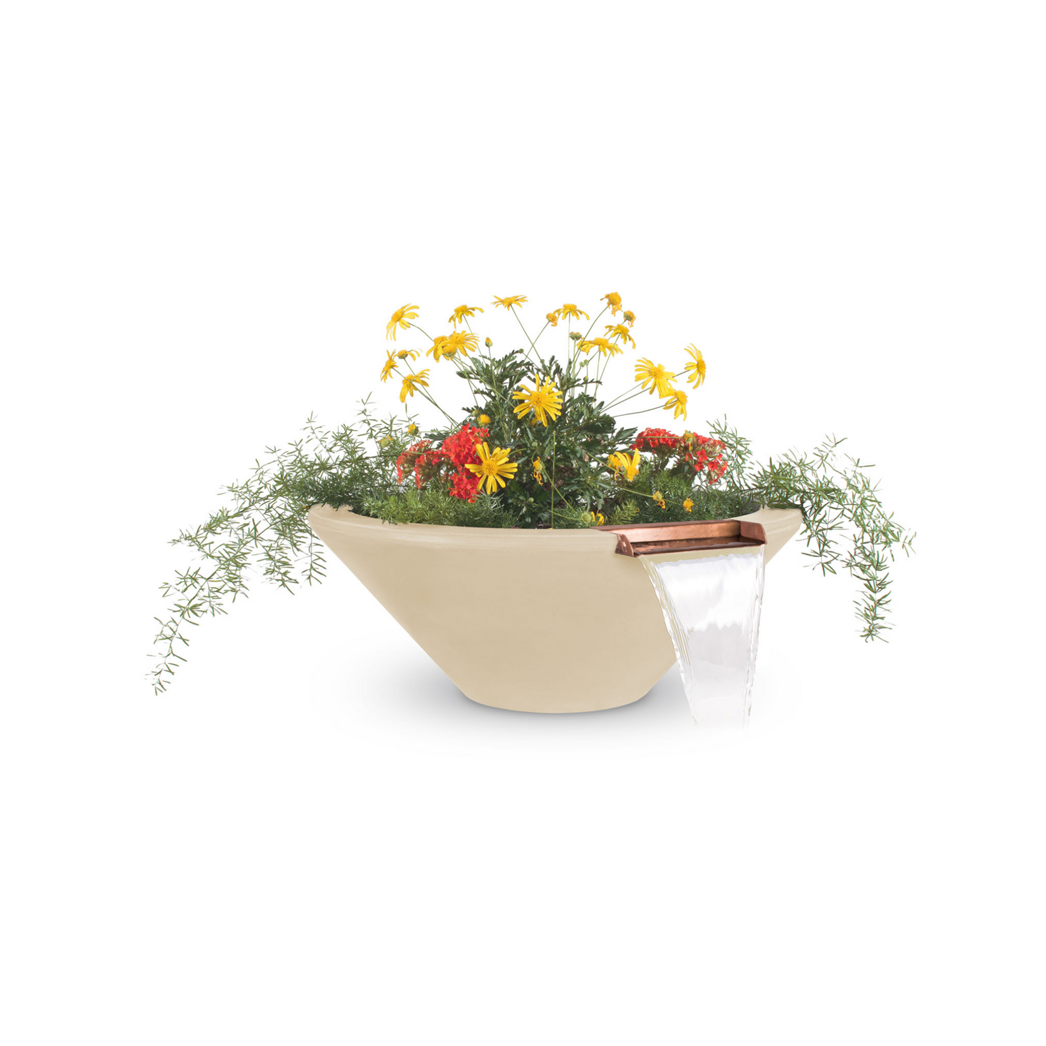 The Outdoor Plus 24" Round Cazo Planter & Water Bowl - GFRC Concrete - Ash -  | OPT-24RPW-ASH