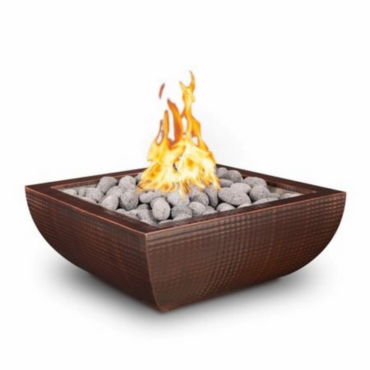 Luxury Backyard The Outdoor Plus 24" Square Avalon Outdoor Fire Bowl - Copper - Match Lit - Natural Gas | OPT-24AVCPF-NG