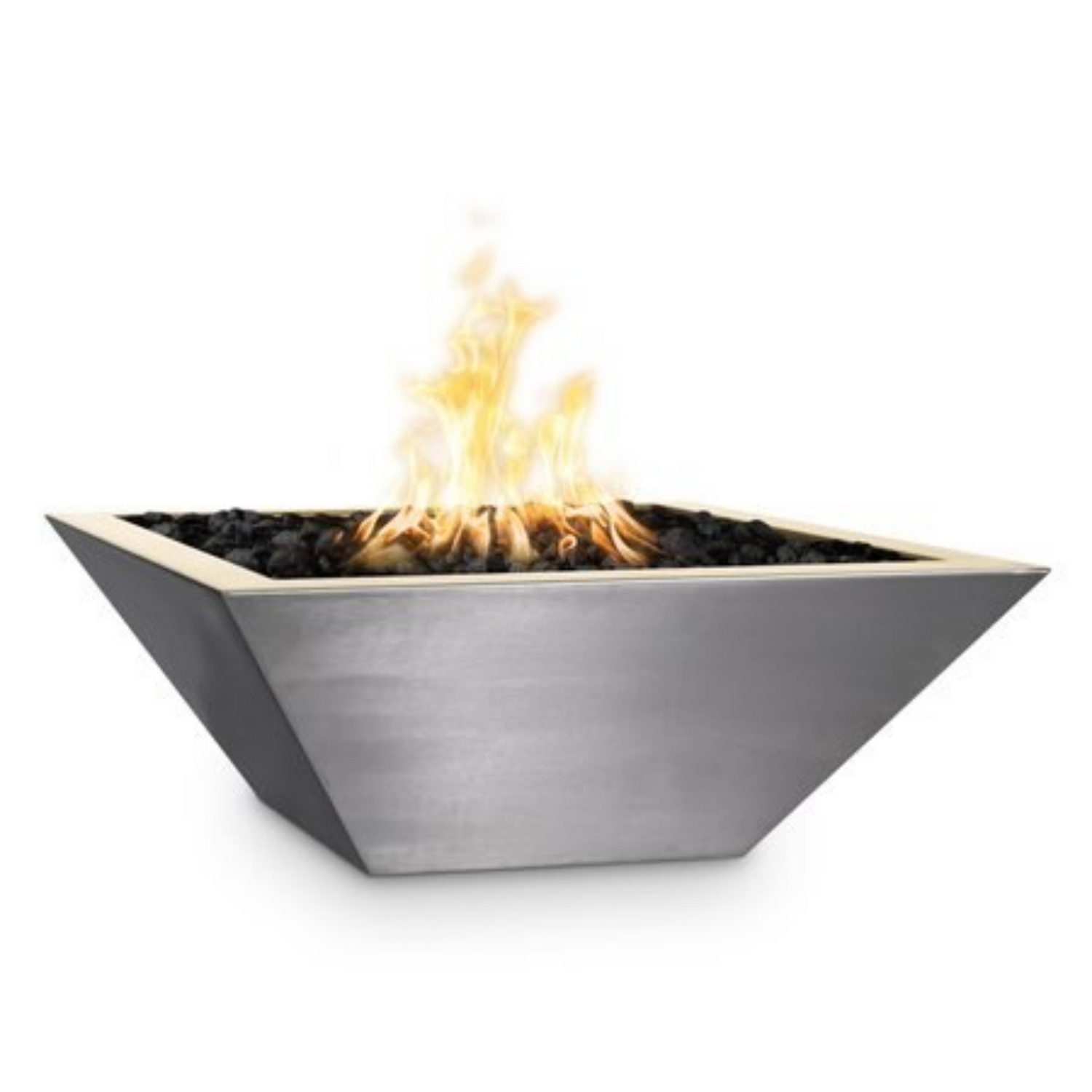 The Outdoor Plus 24" Square Maya Outdoor Fire Bowl - Stainless Steel - Match Lit - Natural Gas | OPT-24SQSSFO-NG
