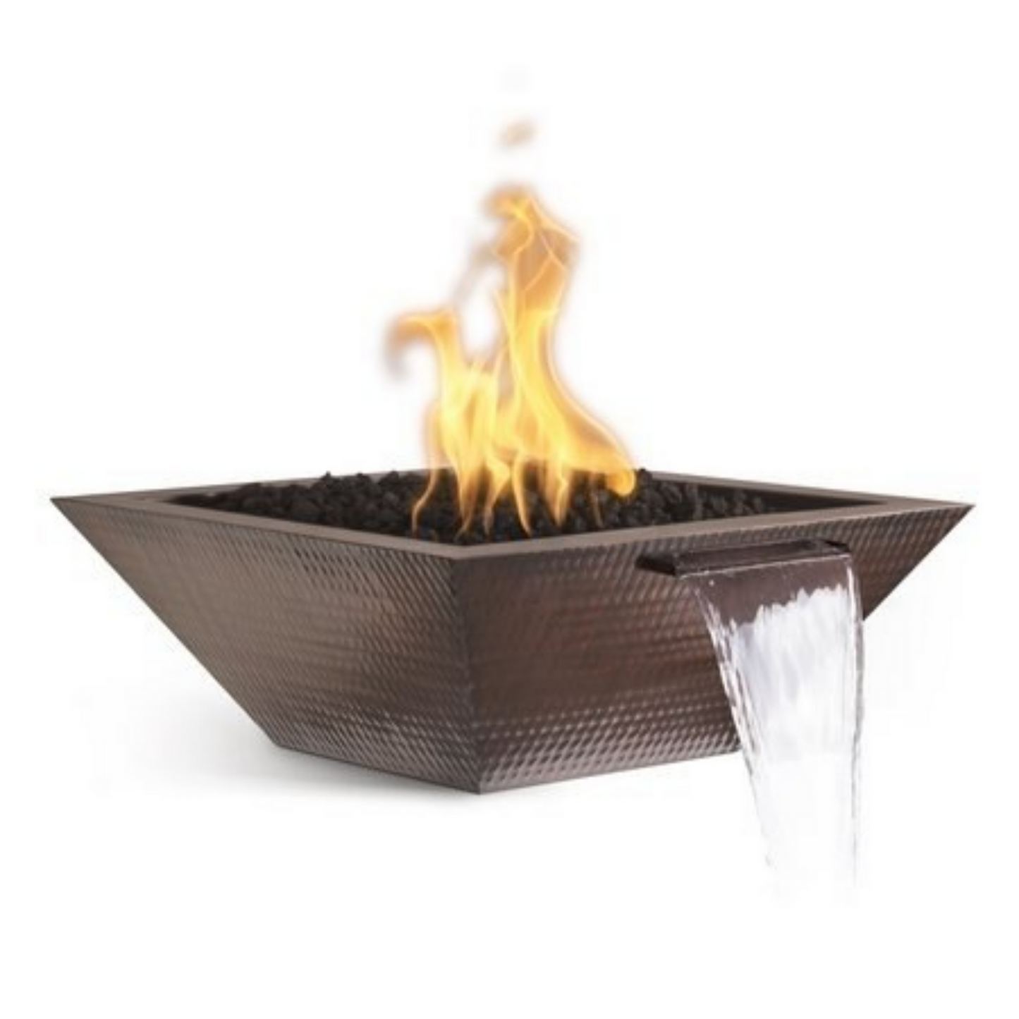 The Outdoor Plus 24" Square Maya Outdoor Fire & Water Bowl - Copper - Match Lit - Natural Gas | OPT-24SCFW-NG