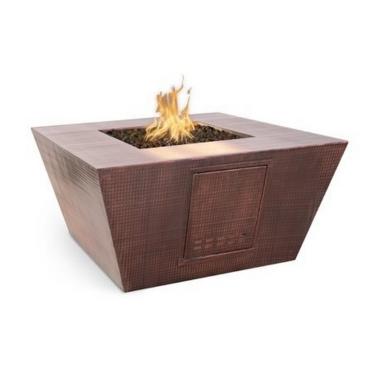 The Outdoor Plus 36" Square Redan Outdoor Fire Pit - Copper - Match Lit - Natural Gas | OPT-SQ36CPM-NG