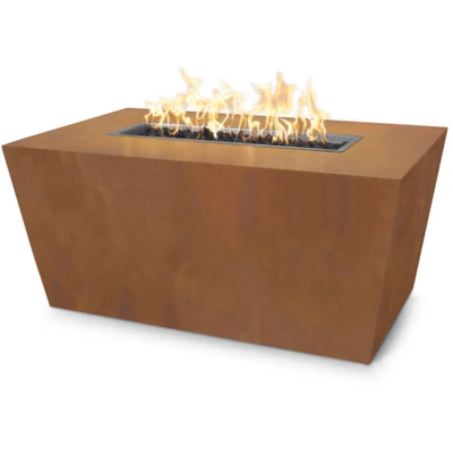 The Outdoor Plus 48" Rectangular Mesa Outdoor Fire Pit - Corten Steel - Match Lit - Natural Gas | OPT-CSTT4824-NG