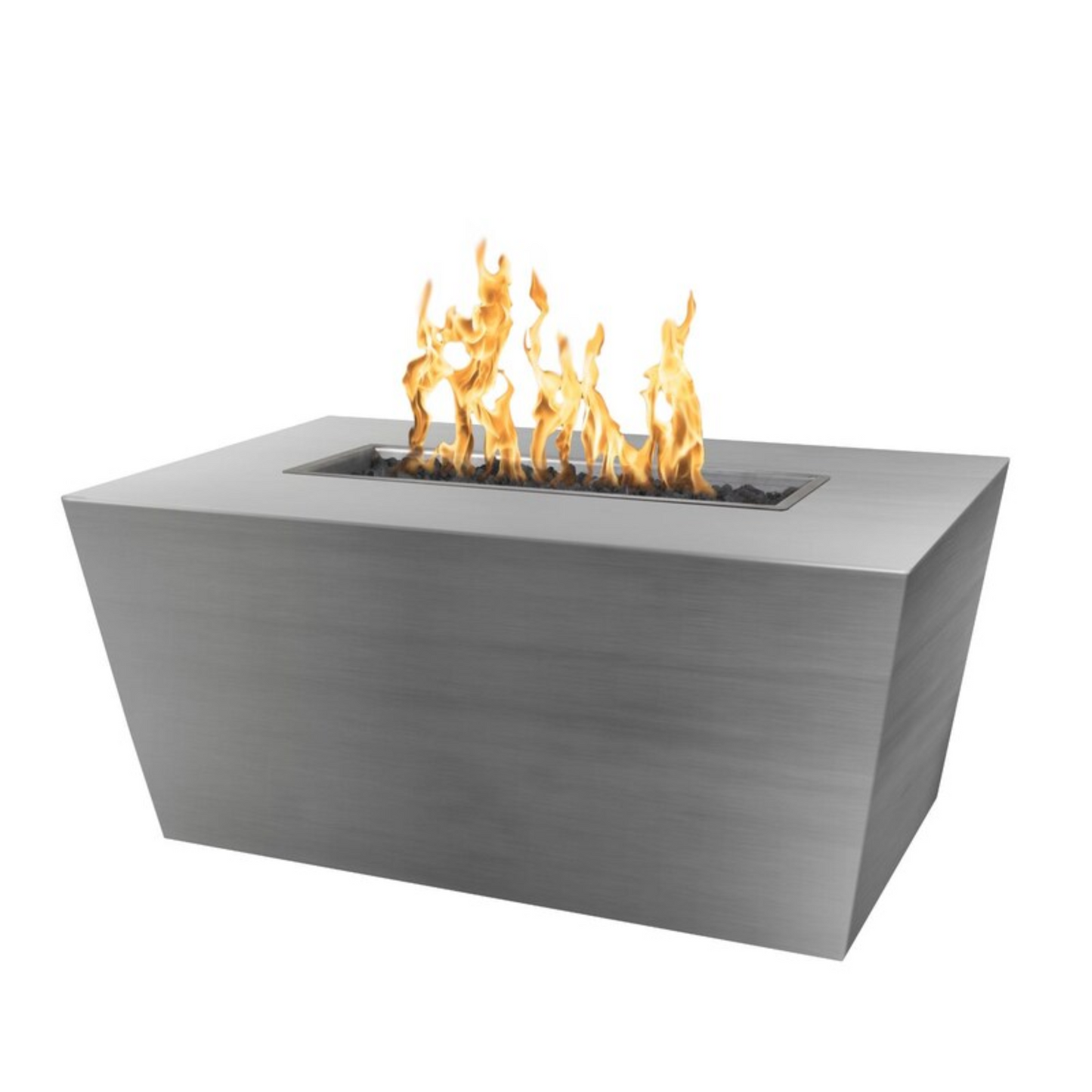 The Outdoor Plus 48" Rectangular Mesa Outdoor Fire Pit - Stainless Steel - Match Lit - Natural Gas | OPT-SSTT4824-NG