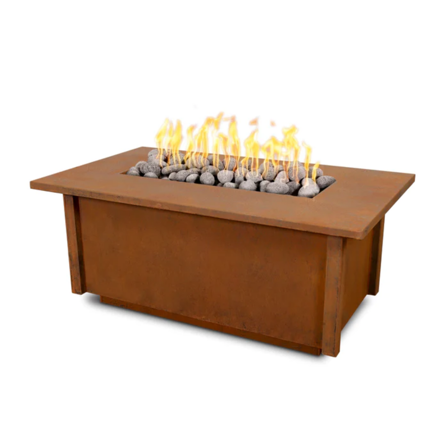 The Outdoor Plus 48" Rectangular Salinas Outdoor Fire Table - Corten Steel - Match Lit - Natural Gas | OPT-SALCS48-NG