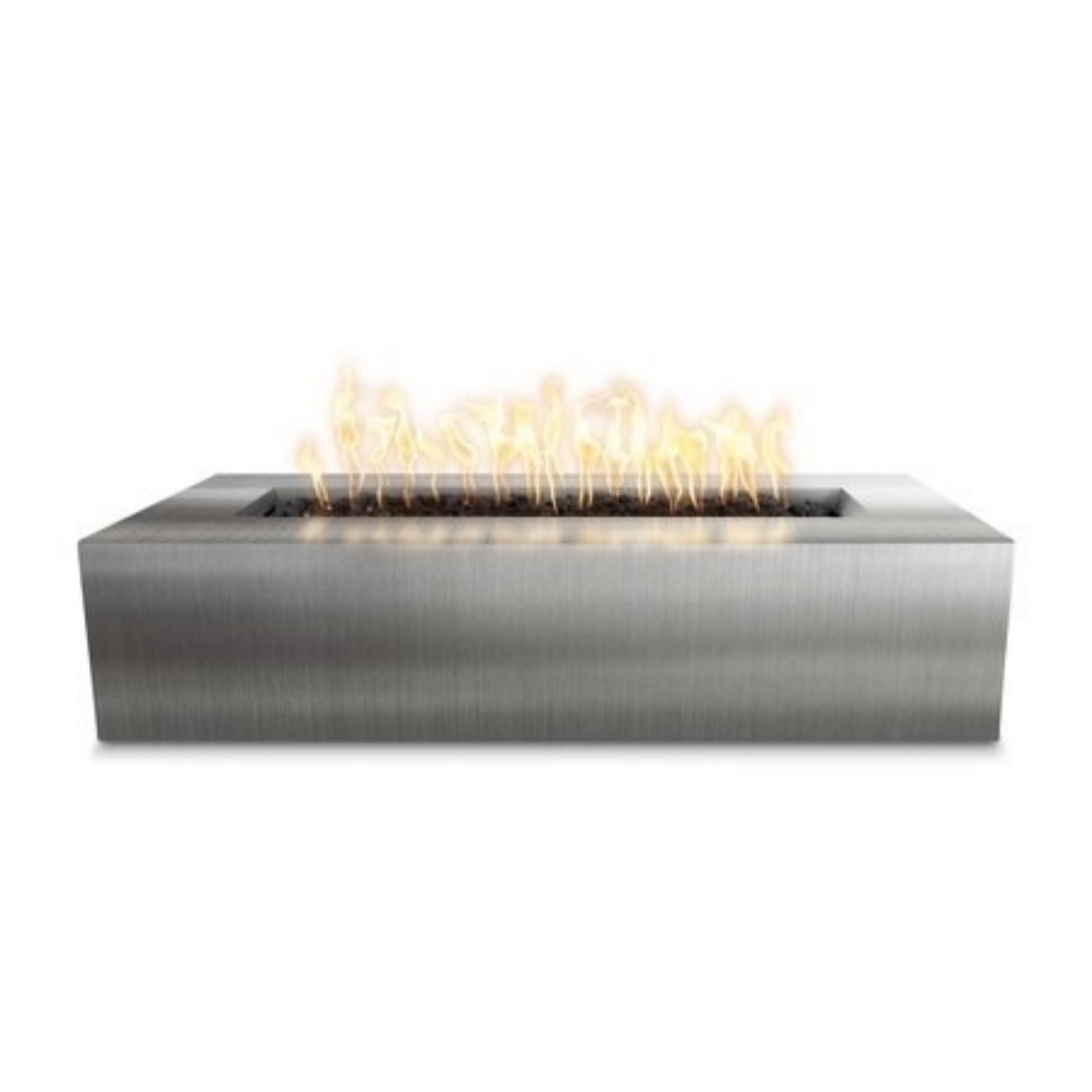 The Outdoor Plus 48" Rectangular Regal Outdoor Fire Pit - Stainless Steel - Match Lit - Natural Gas | OPT-RGLSS48-NG