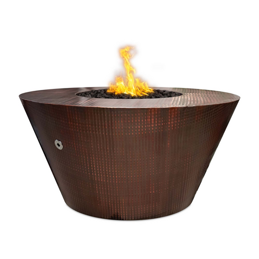 The Outdoor Plus 48" Round Martillo Outdoor Fire Pit - Stainless Steel - Match Lit - Natural Gas | OPT-48RMSS-NG