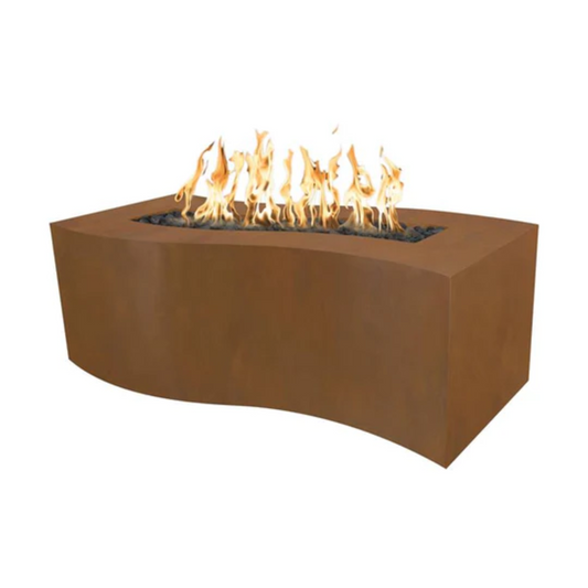 The Outdoor Plus 60" Rectangular Billow Outdoor Fire Pit - Corten Steel - Match Lit - Natural Gas | OPT-BLWCS60-NG