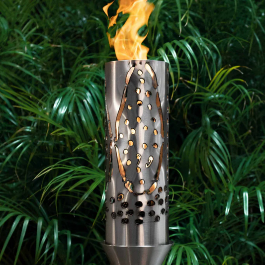 Backyard Tiki Torch The Outdoor Plus, Coral Original TOP Torch & Post Complete - Stainless Steel - Natural Gas | OPT-TPK17NG