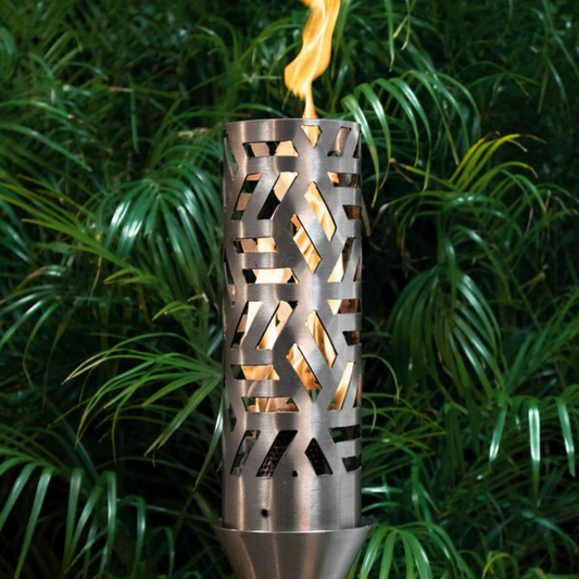 Backyard Tiki Torch The Outdoor Plus, Cubist Original TOP Torch & Post Complete - Stainless Steel - Liquid Propane | OPT-TPK19LP