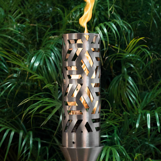 Backyard Tiki Torch The Outdoor Plus, Cubist Original TOP Torch & Post Complete - Stainless Steel - Natural Gas | OPT-TPK19NG