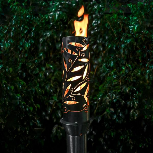 Patio Backyard Tiki Torch The Outdoor Plus, Havana Original TOP Torch & Post Complete - Stainless Steel - Liquid Propane | OPT-TPK15LP