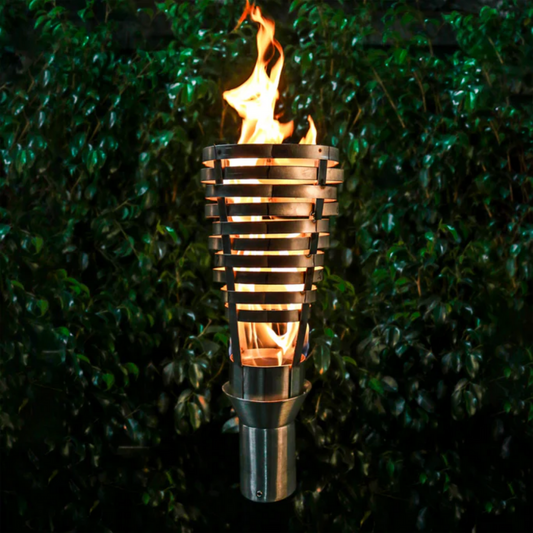 Backyard Tiki Torch The Outdoor Plus, Hercules Original TOP Torch & Post Complete - Stainless Steel - Natural Gas | OPT-TPK5NG