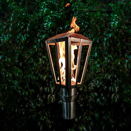 Backyard Tiki Torch The Outdoor Plus, Lantern Original TOP Torch & Post Complete - Stainless Steel - Liquid Propane | OPT-TPK6LP