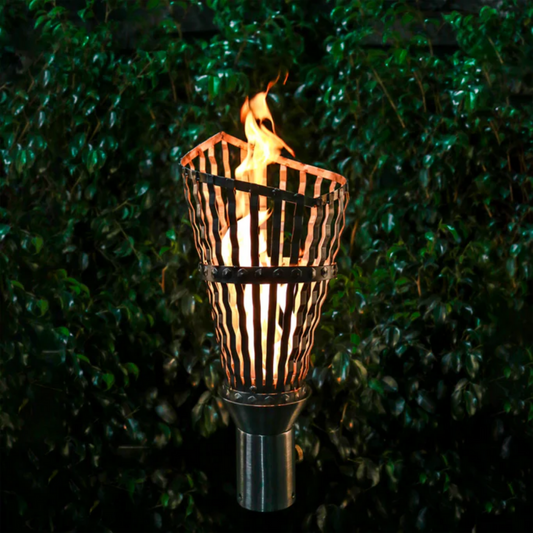 Backyard Tiki Torch The Outdoor Plus, Roman Original TOP Torch & Post Complete - Stainless Steel - Natural Gas | OPT-TPK7NG
