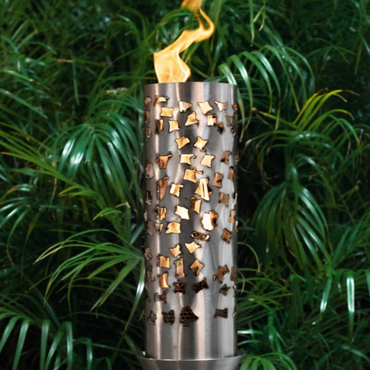 Backyard Tiki Torch The Outdoor Plus, Shotgun Original TOP Torch & Post Complete - Stainless Steel - Liquid Propane | OPT-TPK22LP