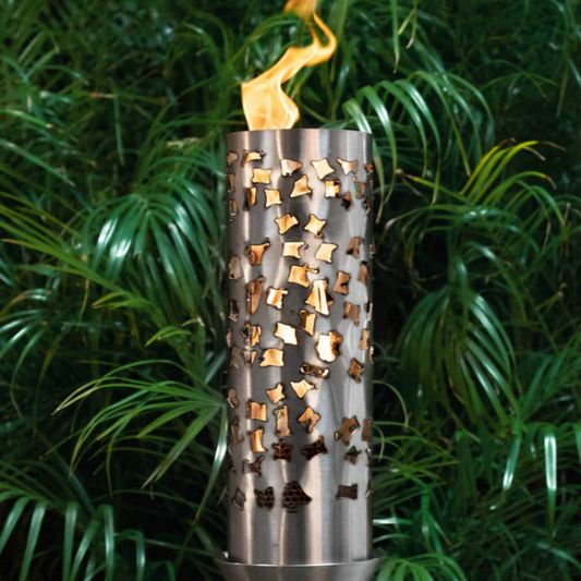 Backyard Tiki Torch The Outdoor Plus, Shotgun Original TOP Torch & Post Complete - Stainless Steel - Natural Gas | OPT-TPK22NG