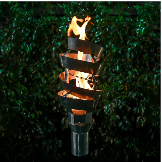Backyard Tiki Torch The Outdoor Plus, Spiral Original TOP Torch & Post Complete - Stainless Steel - Natural Gas | OPT-TPK12NG