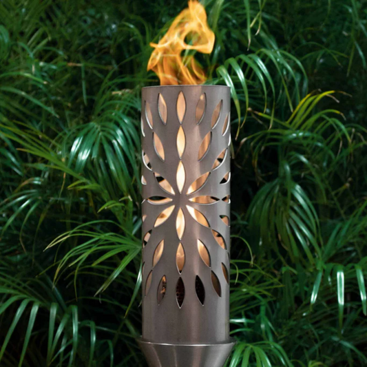 Backyard Tiki Torch The Outdoor Plus, Sunshine Original TOP Torch & Post Complete - Stainless Steel - Natural Gas | OPT-TPK23NG
