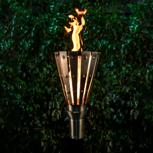 Backyard Tiki Torch The Outdoor Plus, Trojan Original TOP Torch & Post Complete - Stainless Steel - Natural Gas | OPT-TPK3NG