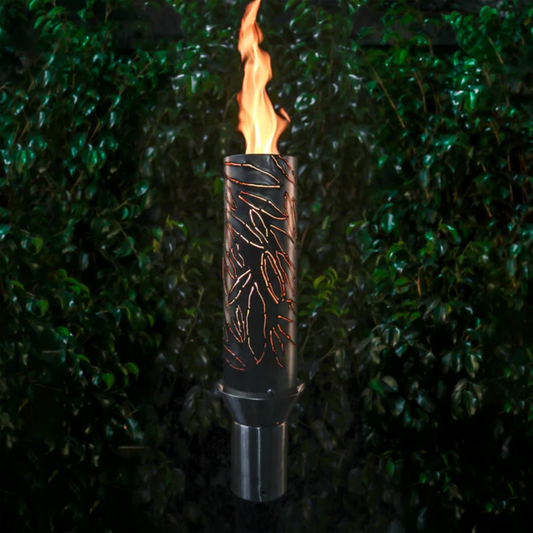 Backyard Tiki Torch The Outdoor Plus, Tropical Original TOP Torch & Post Complete - Stainless Steel - Natural Gas  OPT-TPK13NG