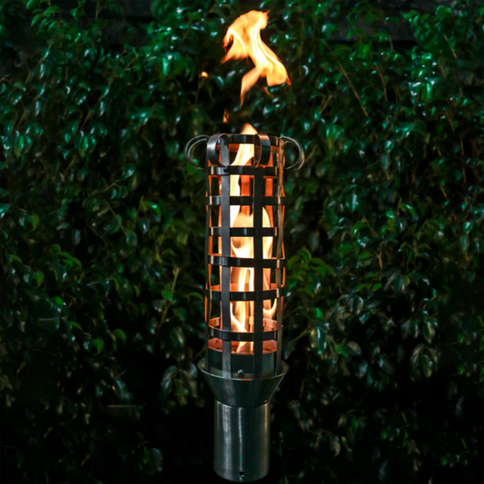 Backyard Tiki Torch The Outdoor Plus, Woven Original TOP Torch & Post Complete - Stainless Steel - Natural Gas | OPT-TPK16NG