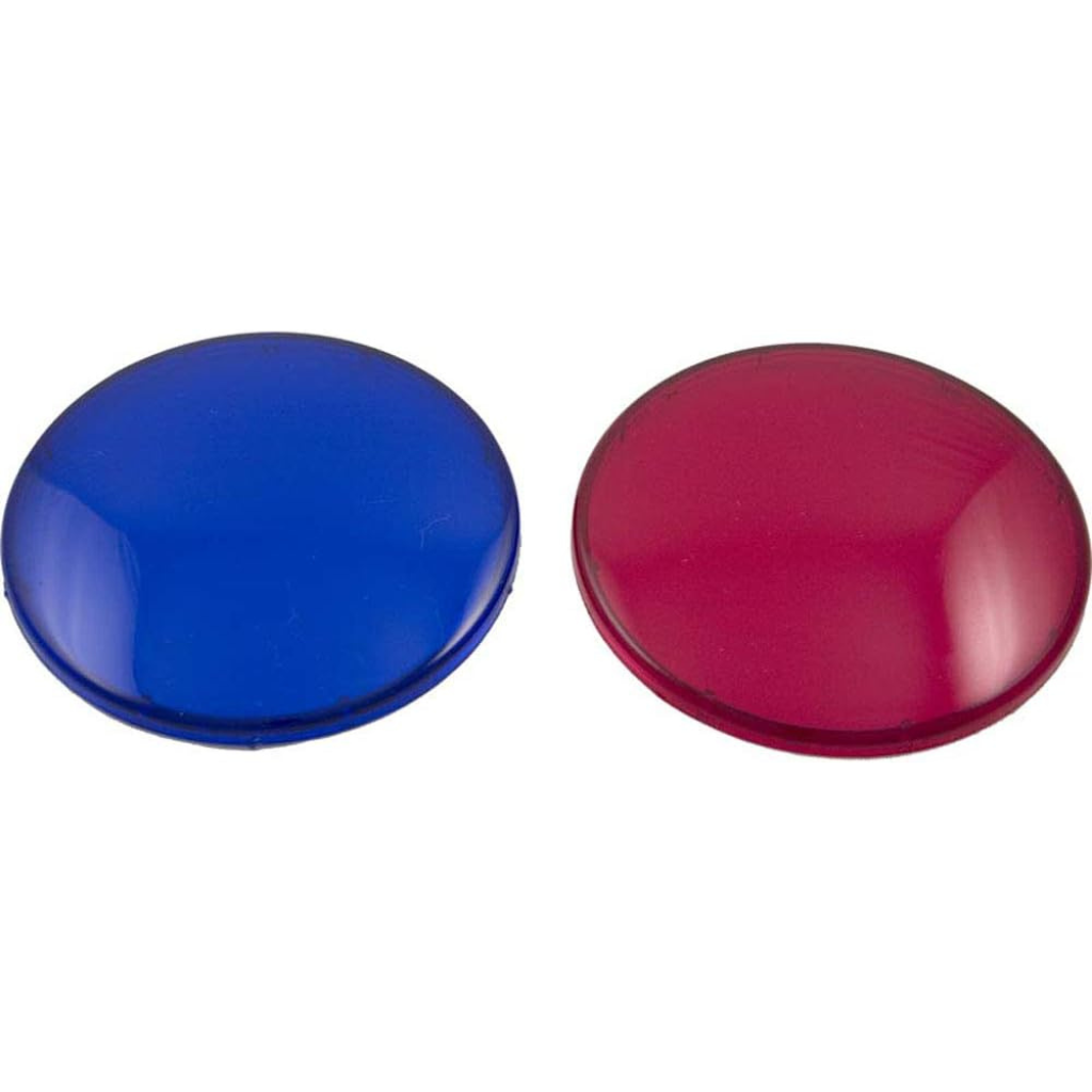 Red and blue pool light lens set by Waterway Plastics, weather-resistant and easy to install.