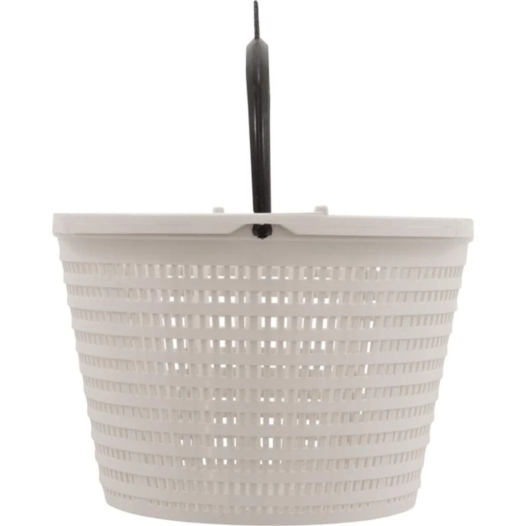 Waterway Plastics Skimmer Basket with convenient handle for easy, efficient pool cleaning.