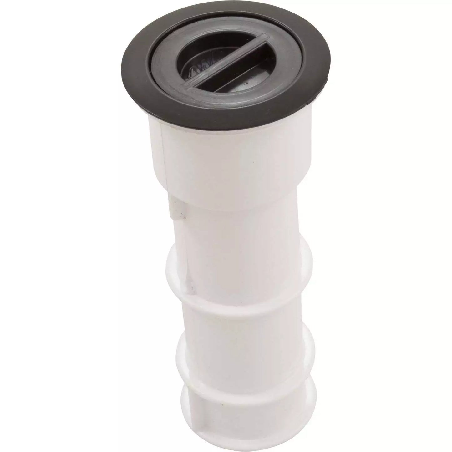 Durable black Waterway Plastics volleyball pole holder with sleek finish for pool setups.