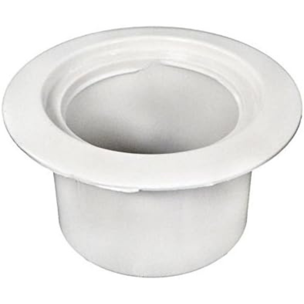 Waterway Plastics white volleyball pole holder flange, weatherproof and durable design.