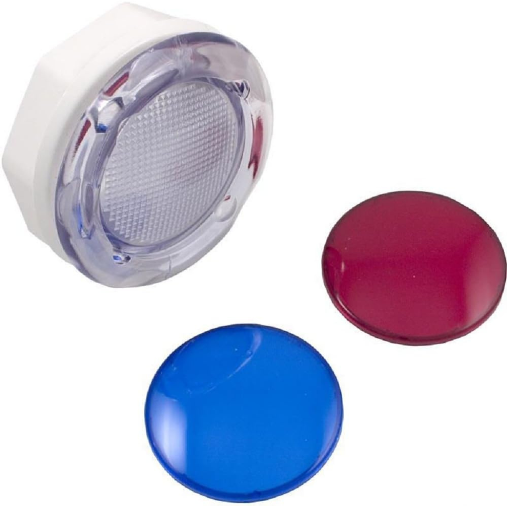 Waterway Plastics Wall Fitting with Red and Blue Lenses for pool lighting enhancement