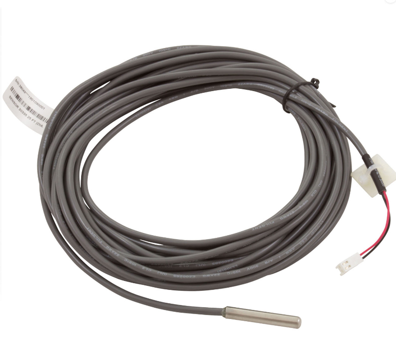 Balboa 38049 temperature sensor with a 25 ft cable for spas, durable 2-pin connection.